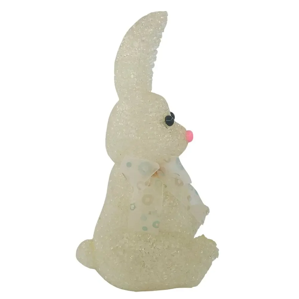 Vintage Plastic Popcorn Rabbit Lighted White Bow 9.5